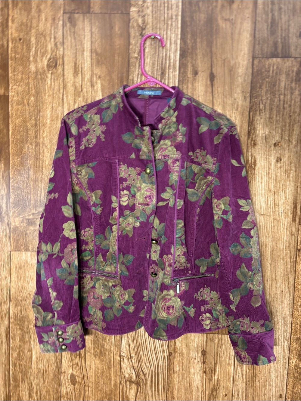 Liz Claiborne Plum Floral Corduroy Blazer